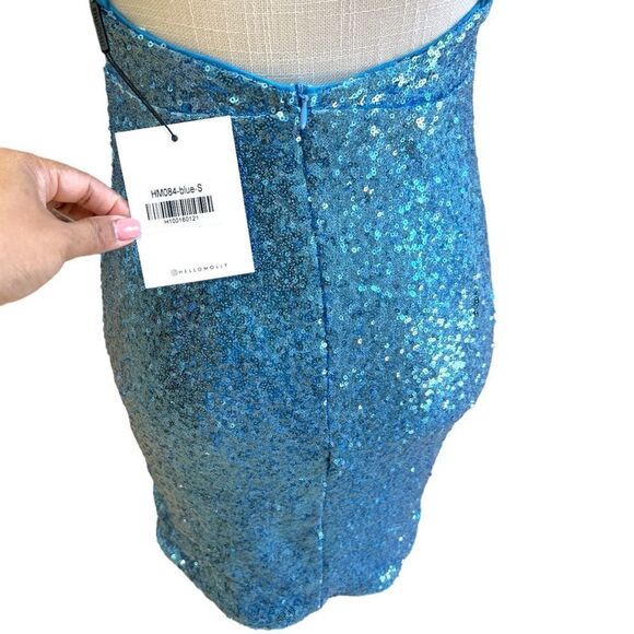 Hello Molly Glitter Gypsy Dress In Blue Sequins Size 4US - Picture 6 of 9